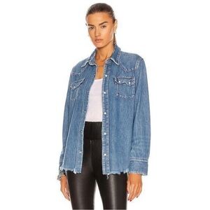 Re/Done Classic Blue Denim Snap button Shirt Small